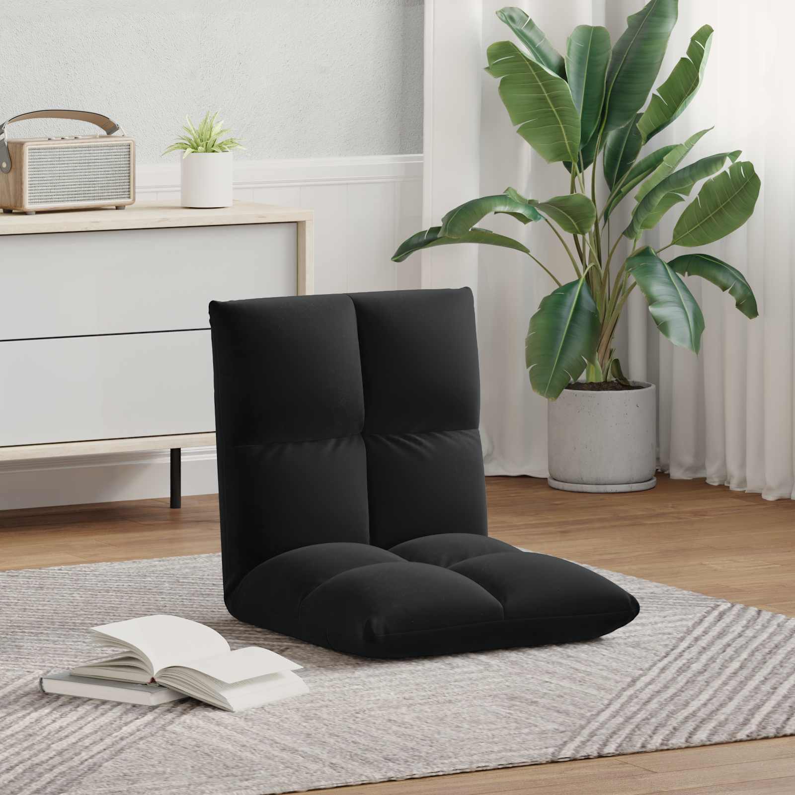 Sedia a pavimento regolabile Nero Velluto | homemem39