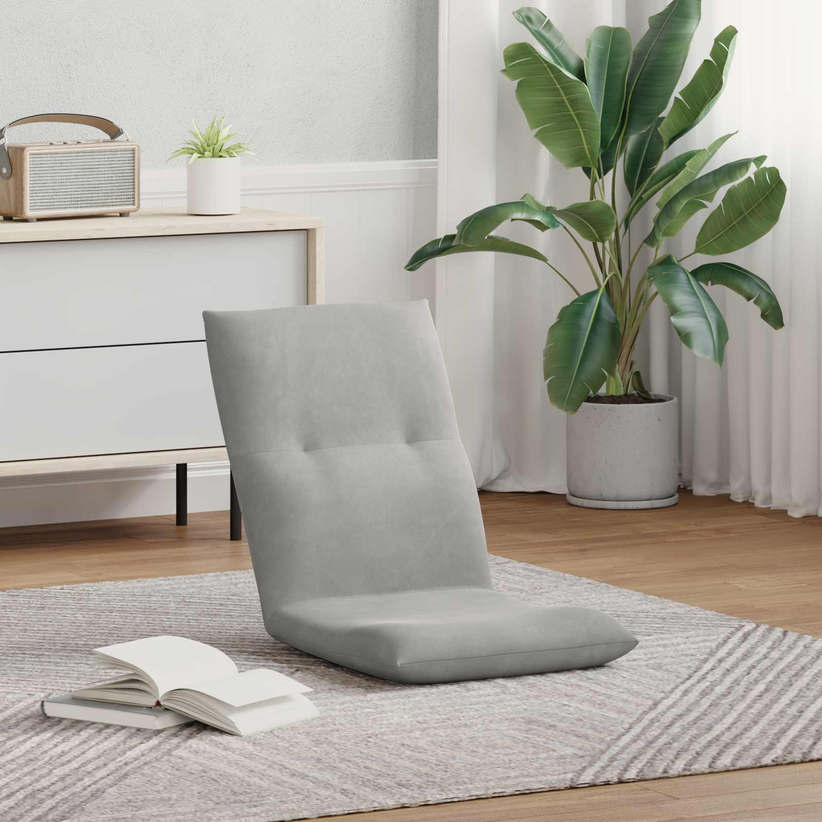 Sedia a pavimento regolabile Grigio Chiaro Velluto | homemem39