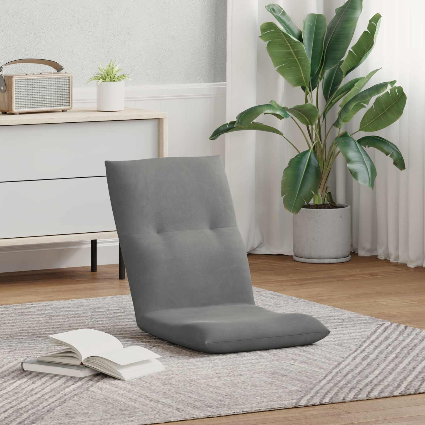 Sedia a pavimento regolabile Grigio Scuro Velluto | homemem39