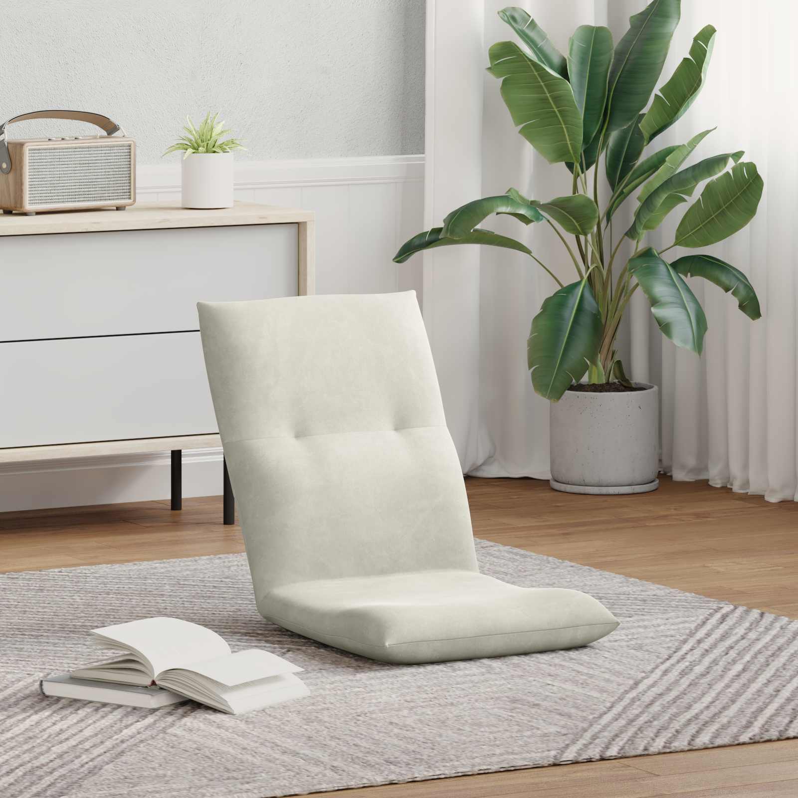 Sedia a pavimento regolabile Crema Velluto | homemem39