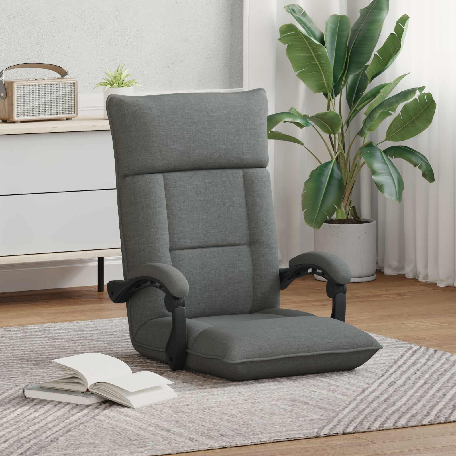 Sedia da Pavimento Grigio scuro 66 x 66 x 80 cm Tessuto | homemem39