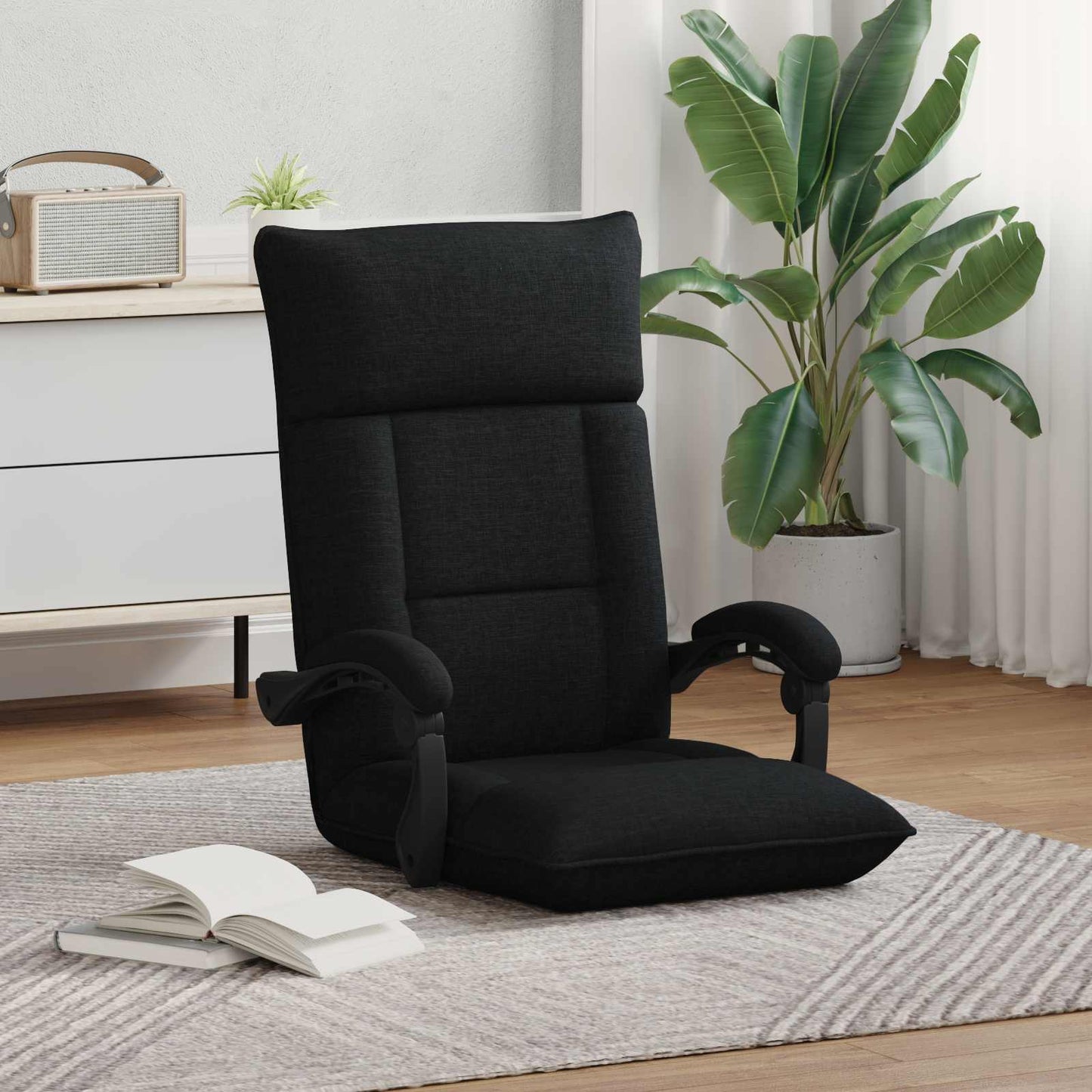 Sedia da Pavimento Nero 66 x 66 x 80 cm Tessuto | homemem39
