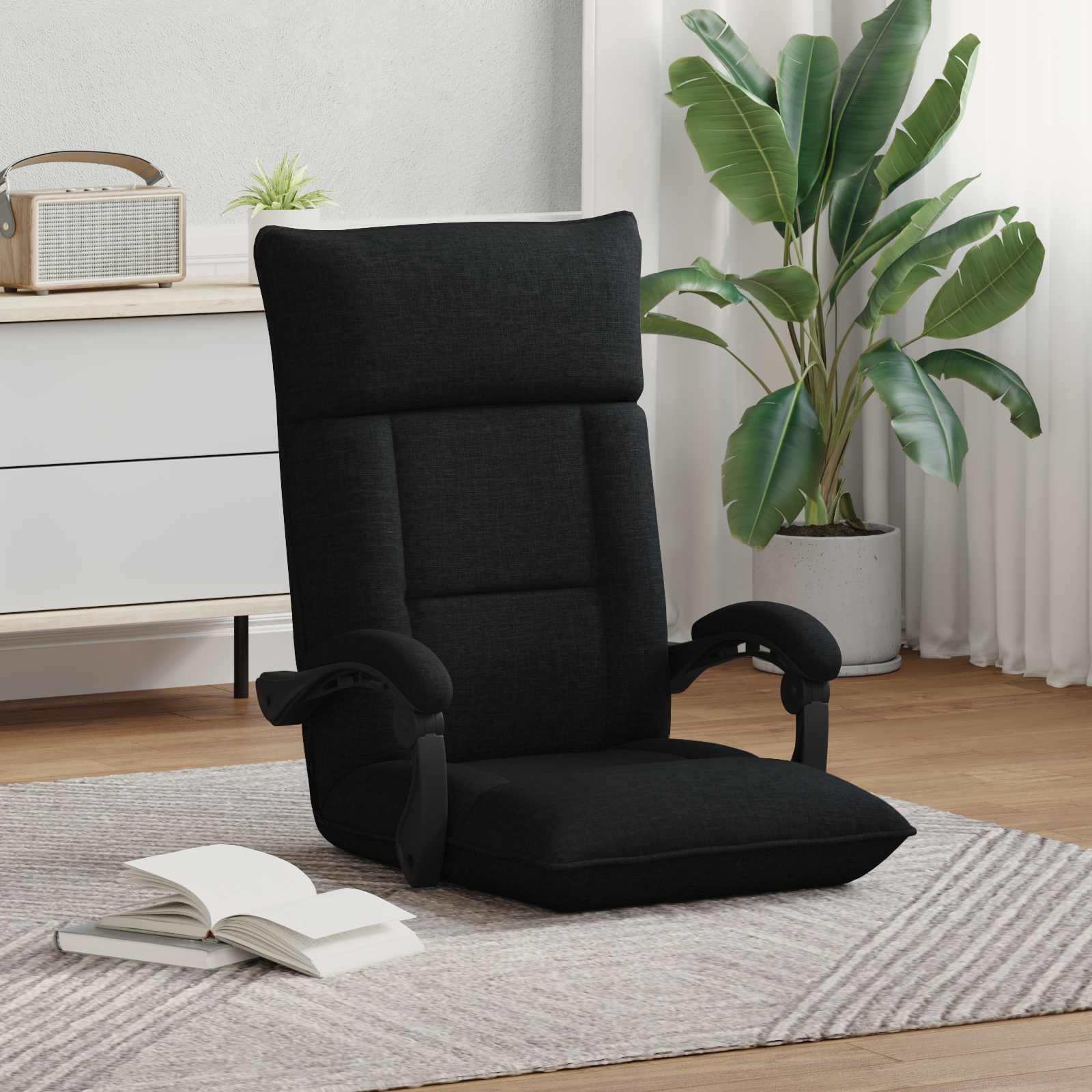 Sedia da Pavimento Nero 66 x 66 x 80 cm Tessuto | homemem39