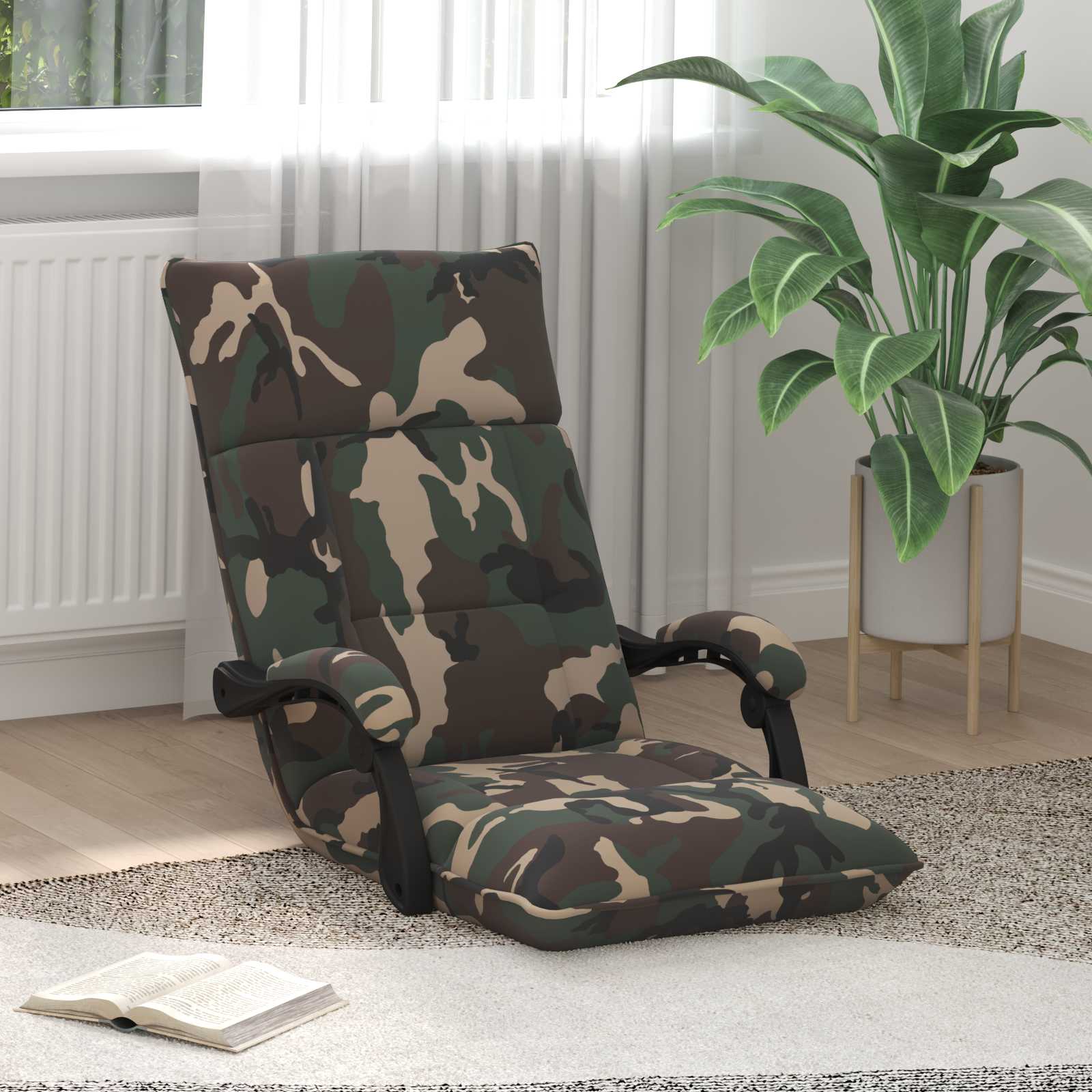 Sedia da Pavimento Verde militare 66 x 66 x 80 cm Tessuto | homemem39