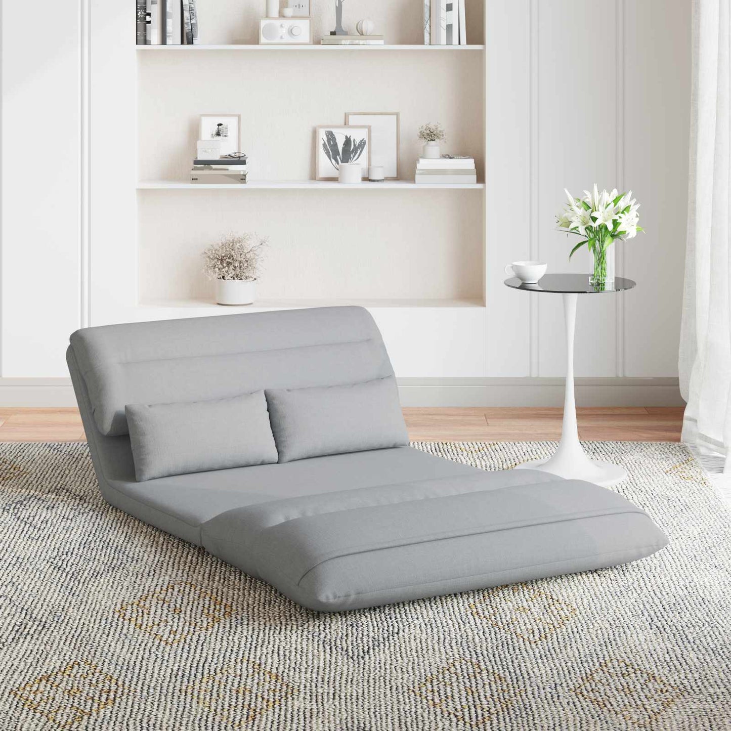 Sedia da Pavimento Grigio chiaro 110 x 82 x 55 cm Tessuto | homemem39
