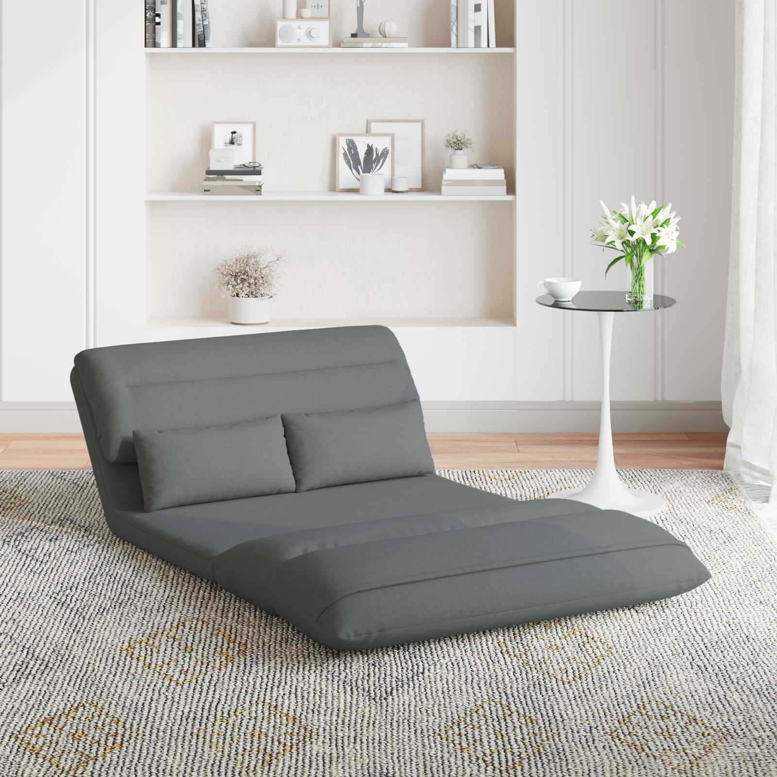 Sedia da Pavimento Grigio scuro 110 x 82 x 55 cm Tessuto | homemem39