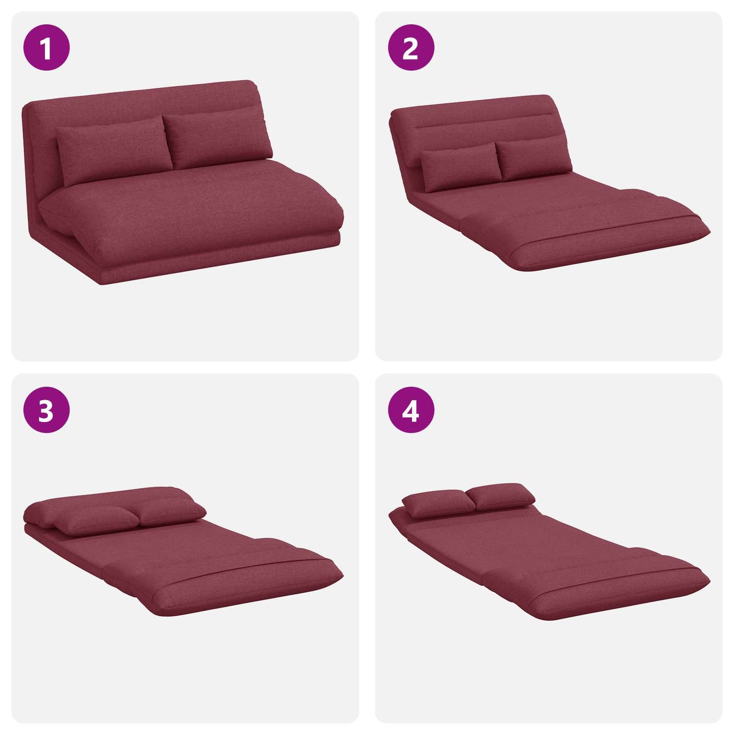 Sedia da Pavimento Rosso Vino 110 x 82 x 55 cm Tessuto | homemem39