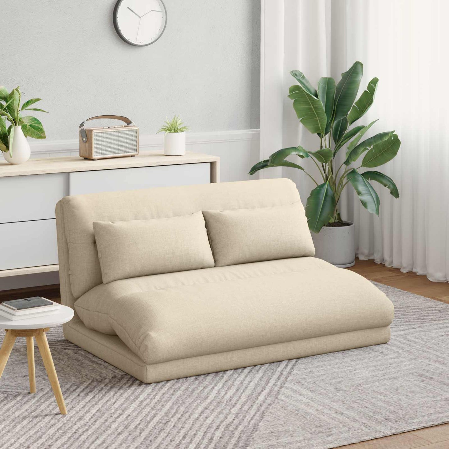 Sedia da Pavimento Crema 110 x 82 x 55 cm Tessuto | homemem39