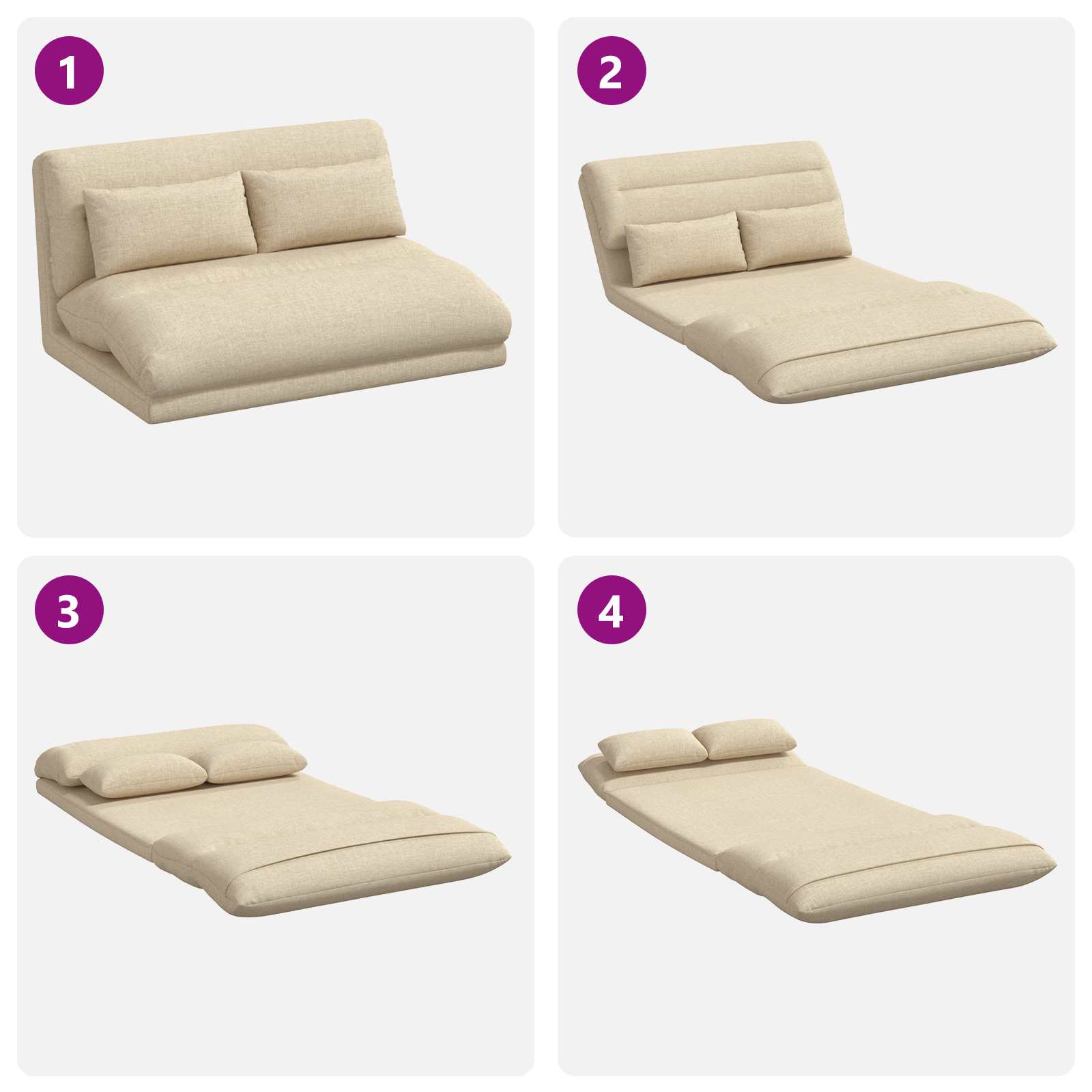 Sedia da Pavimento Crema 110 x 82 x 55 cm Tessuto | homemem39