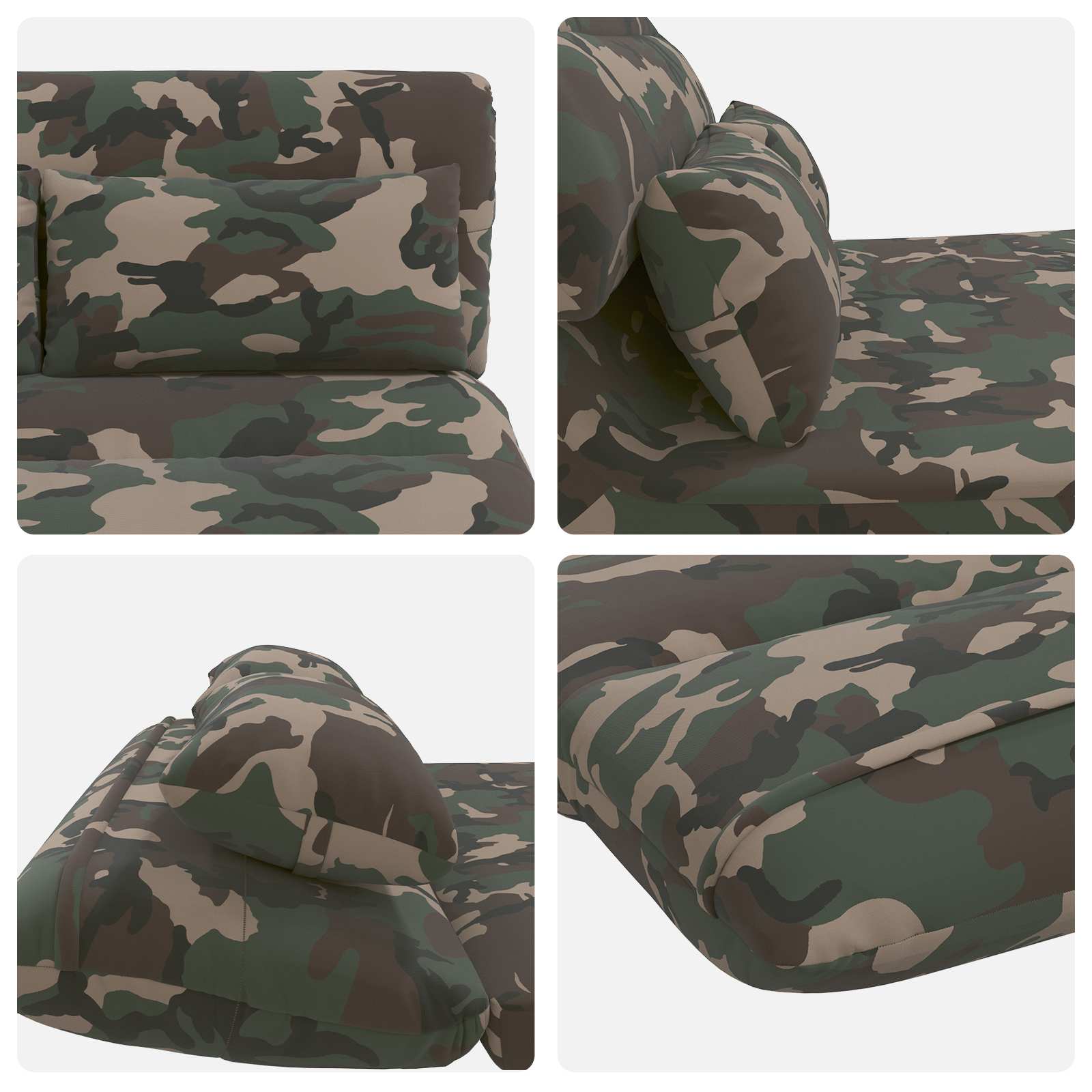Sedia da Pavimento Verde militare 110 x 82 x 55 cm Tessuto | homemem39