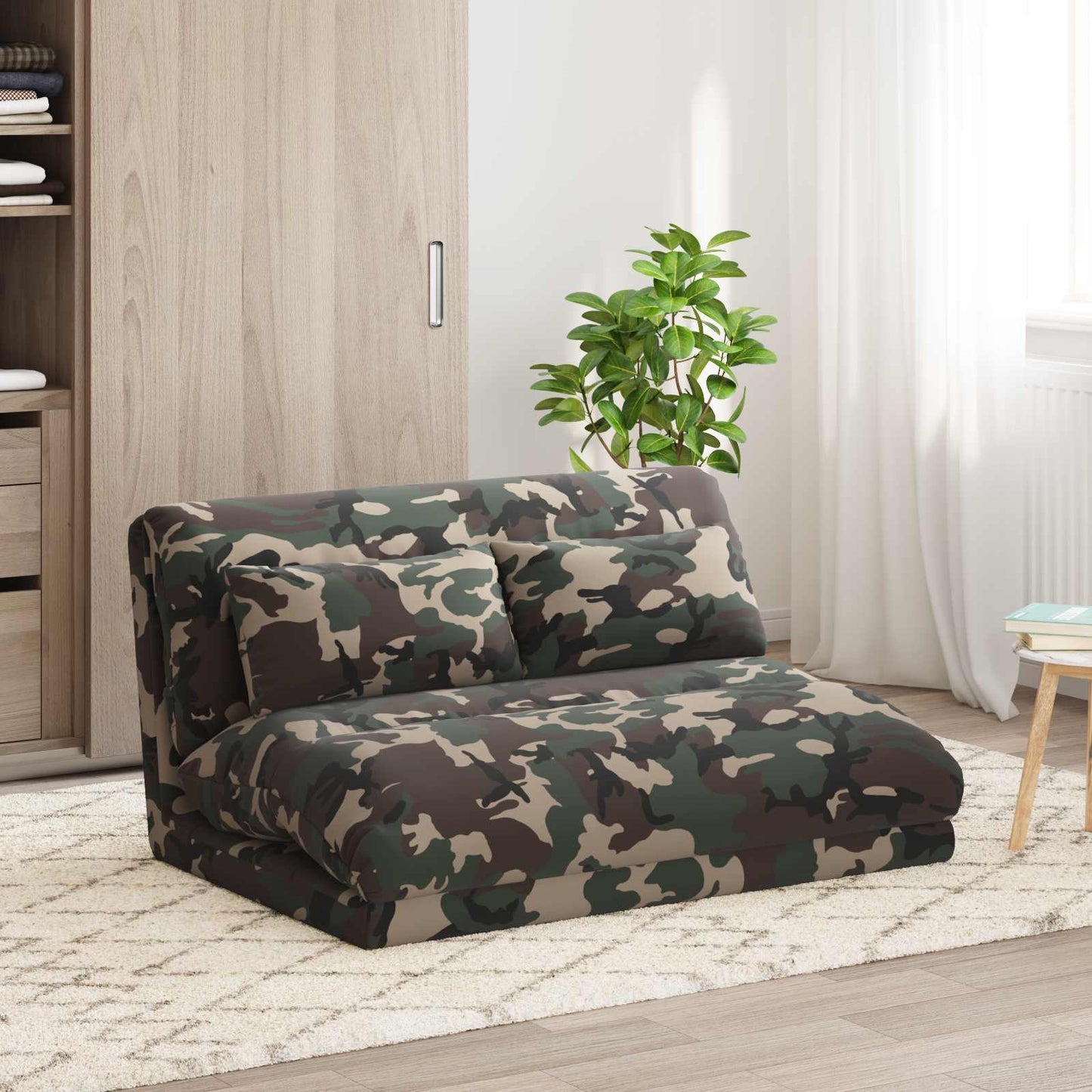 Sedia da Pavimento Verde militare 110 x 82 x 55 cm Tessuto | homemem39