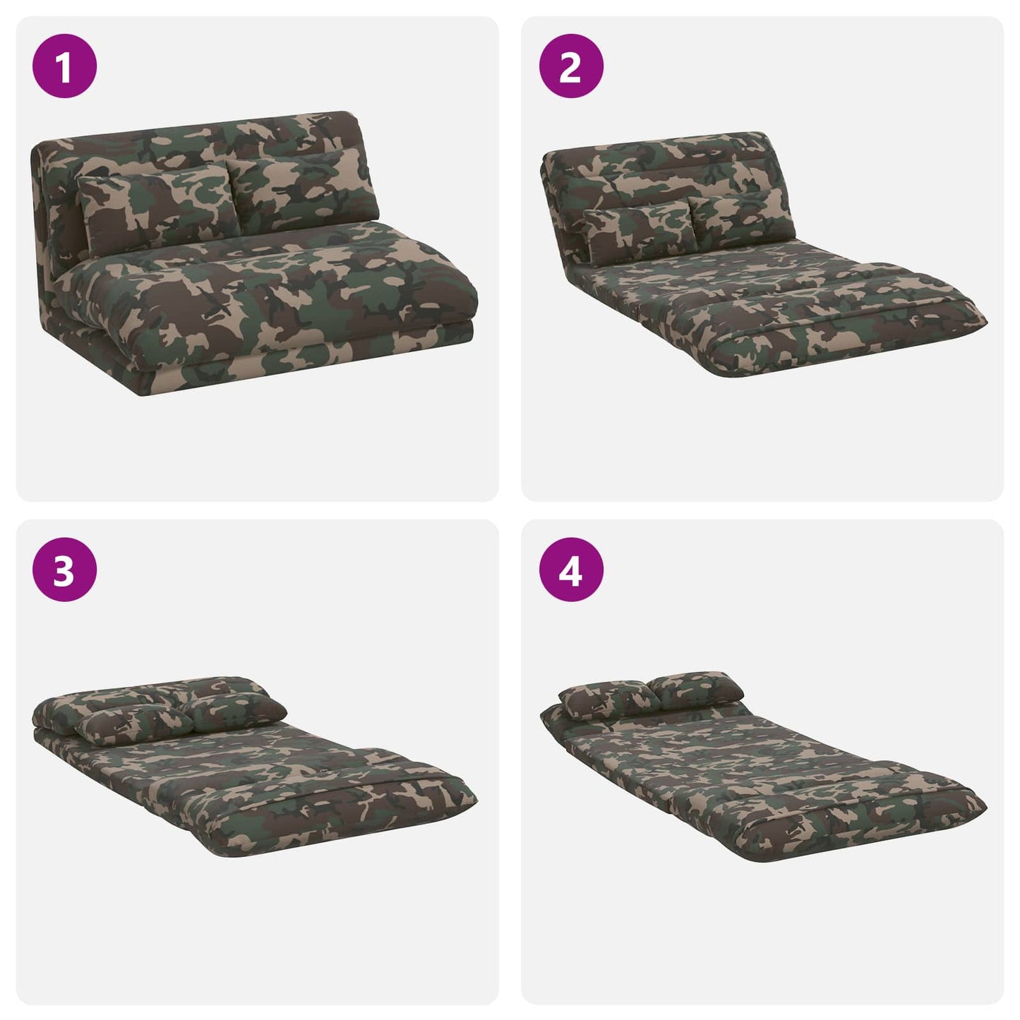 Sedia da Pavimento Verde militare 110 x 82 x 55 cm Tessuto | homemem39