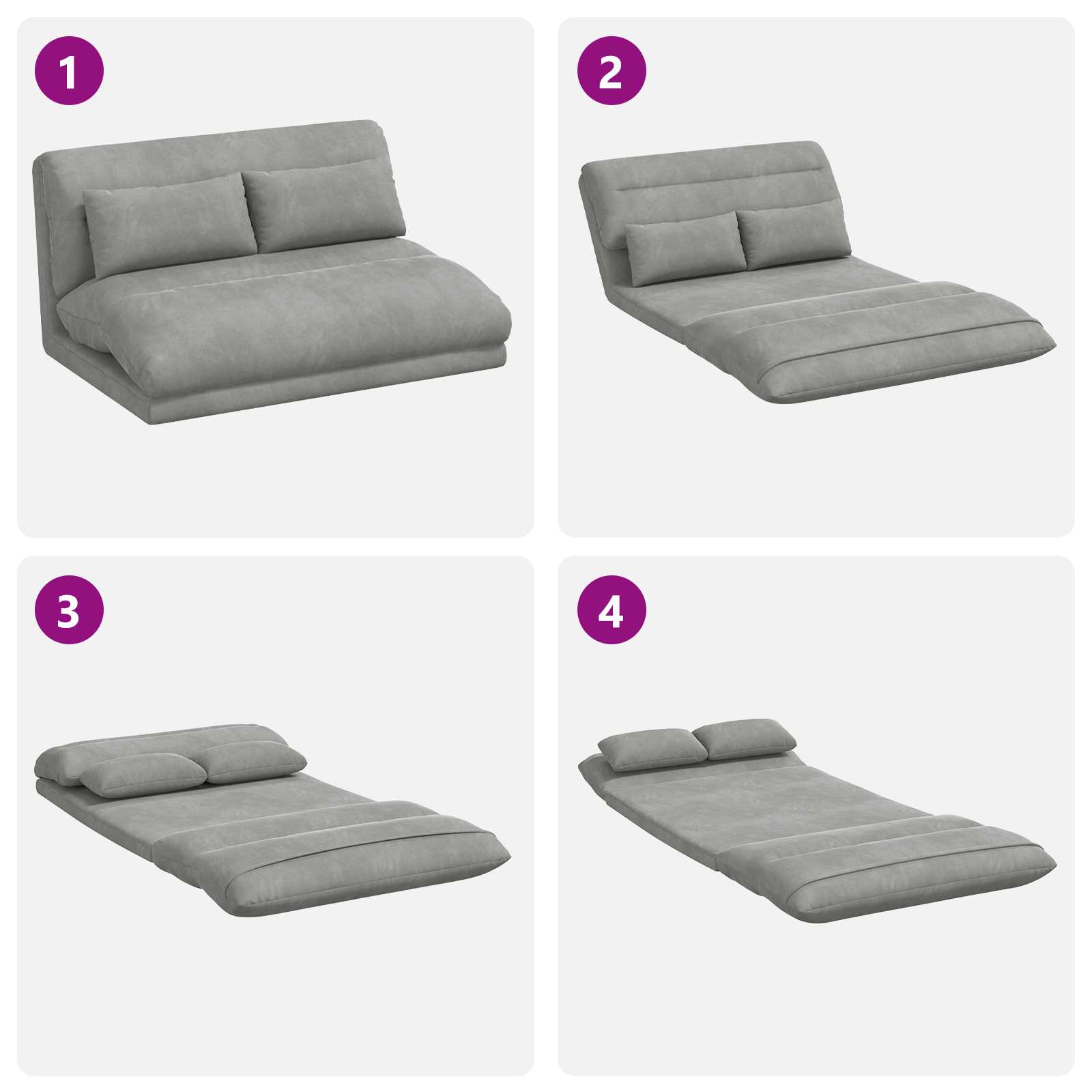 Sedia da Pavimento Grigio chiaro 110 x 82 x 55 cm Velluto | homemem39