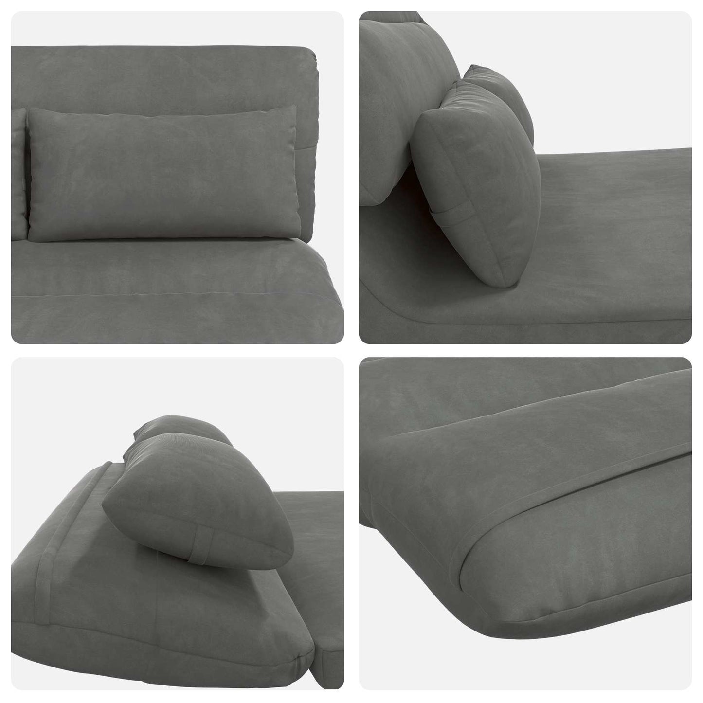 Sedia da Pavimento Grigio scuro 110 x 82 x 55 cm Velluto | homemem39