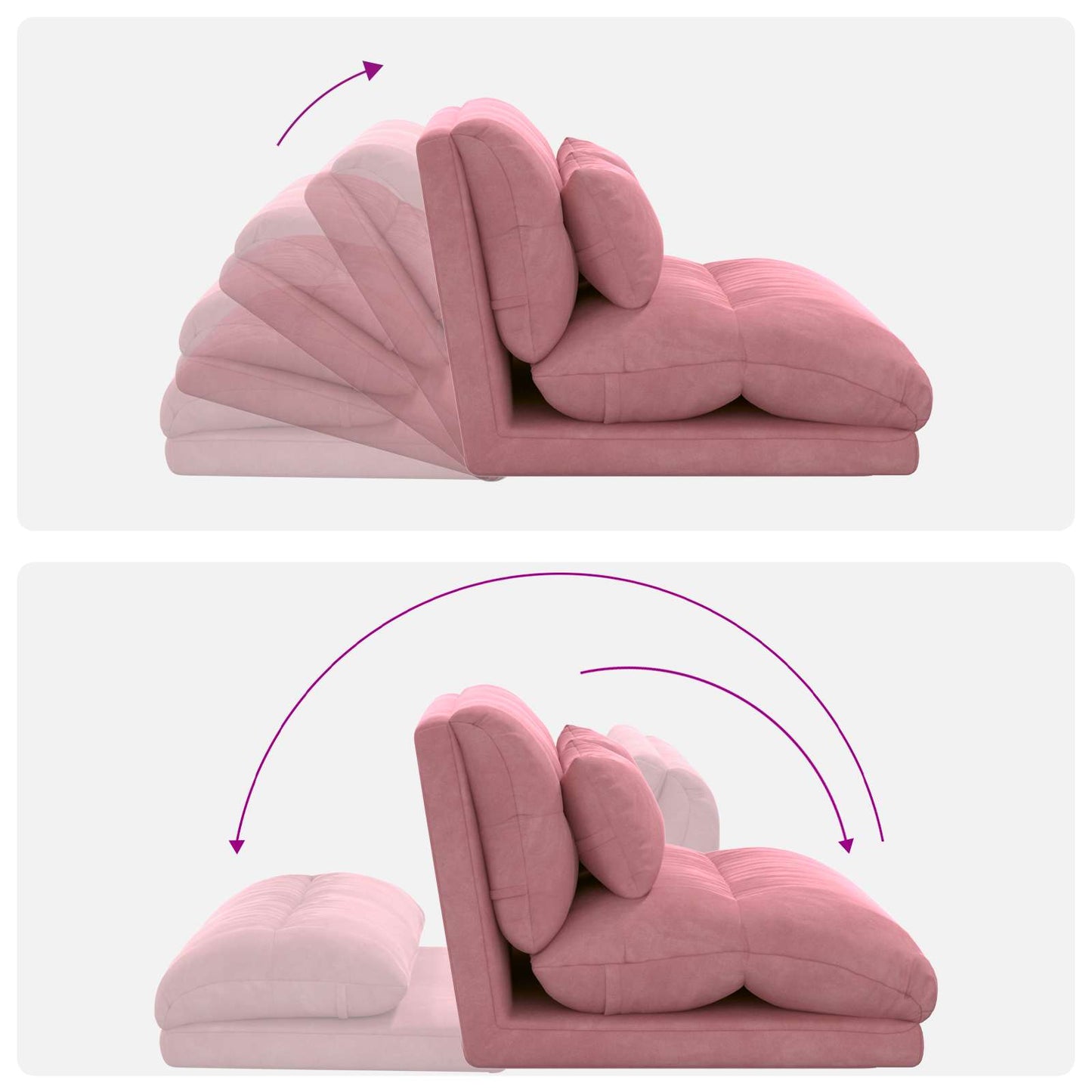 Sedia da Pavimento Rosa 110 x 82 x 55 cm Velluto | homemem39