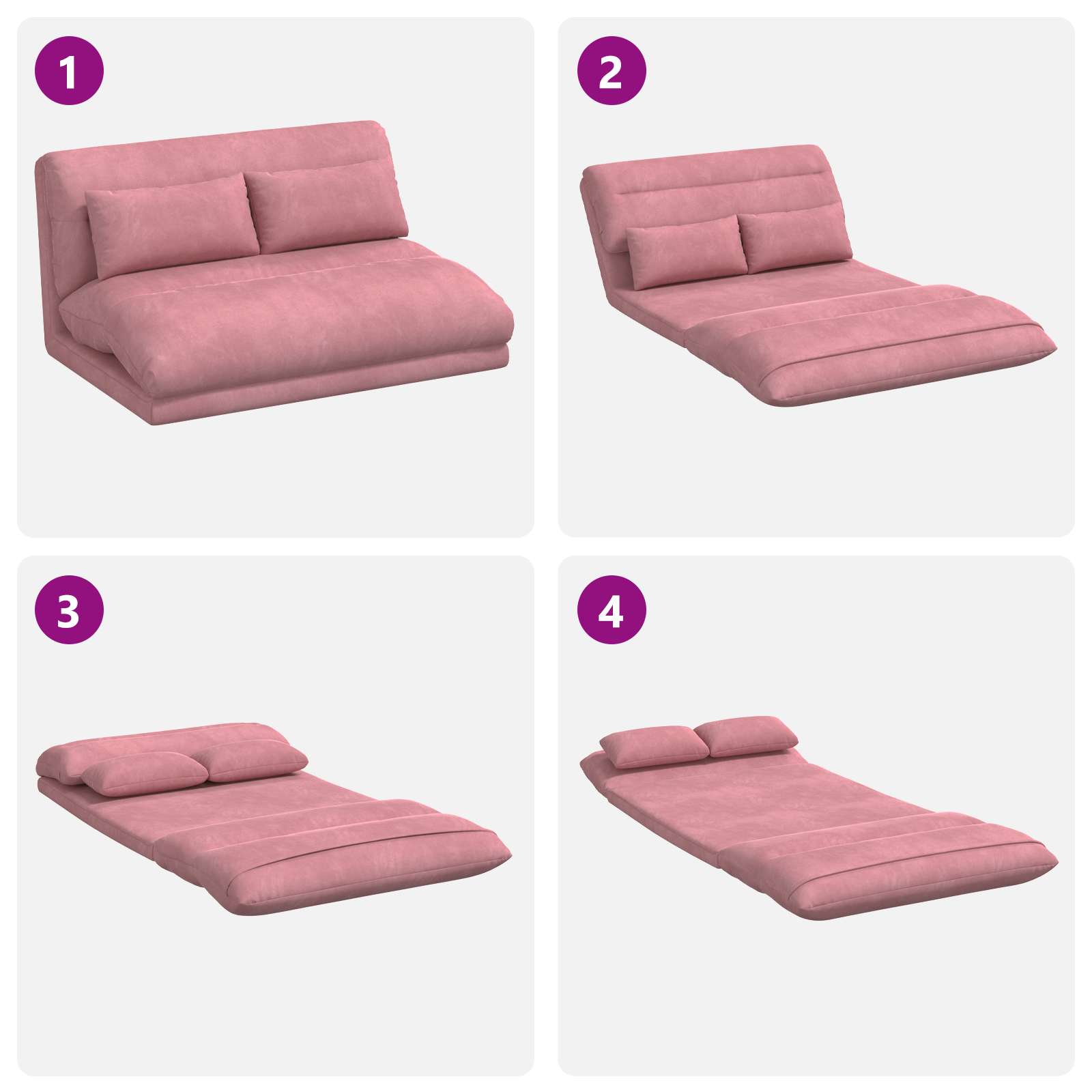 Sedia da Pavimento Rosa 110 x 82 x 55 cm Velluto | homemem39