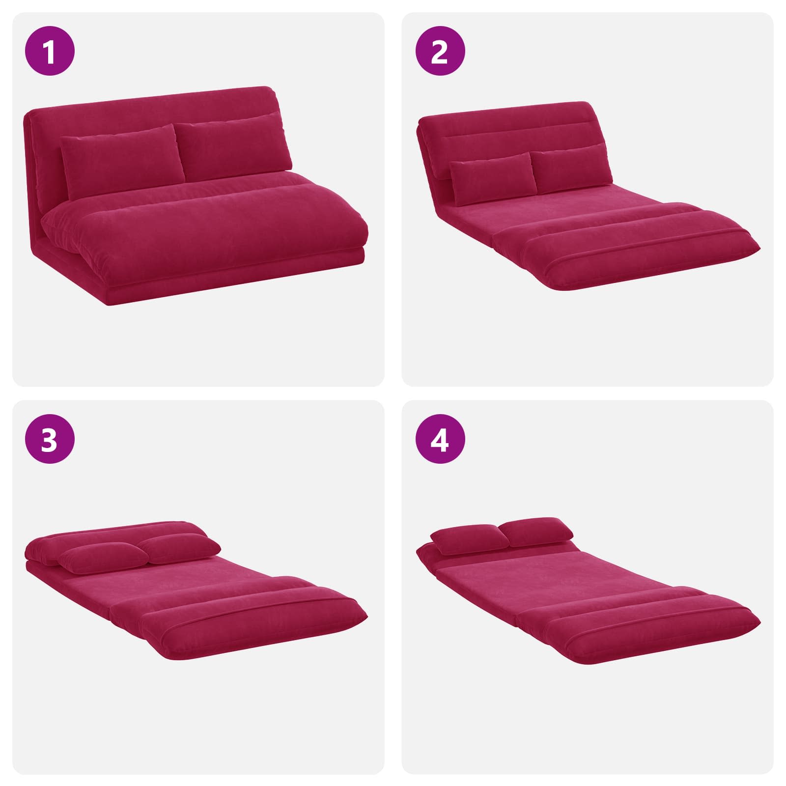Sedia da Pavimento Rosso Vino 110 x 82 x 55 cm Velluto | homemem39