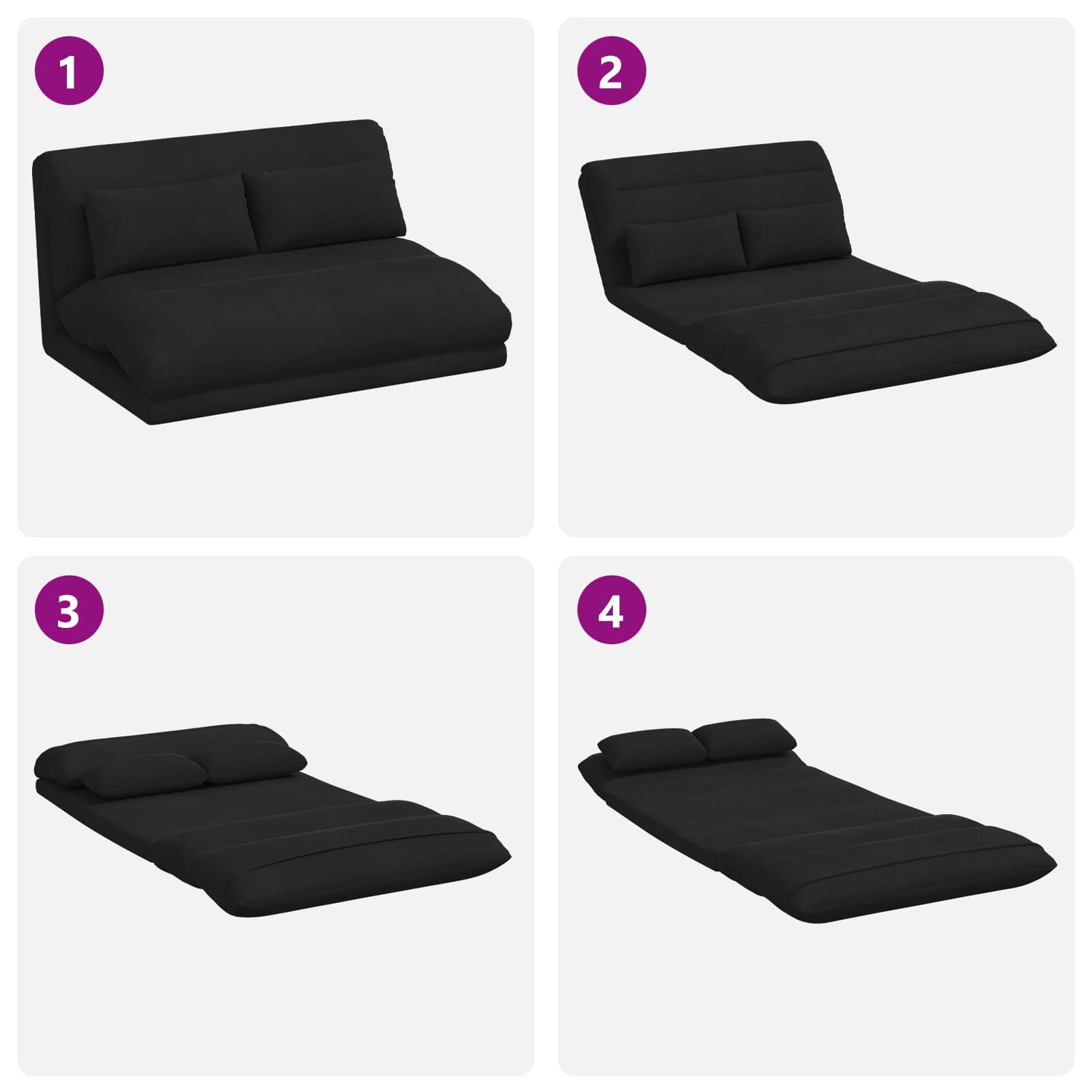 Sedia da Pavimento Nero 110 x 82 x 55 cm Velluto | homemem39