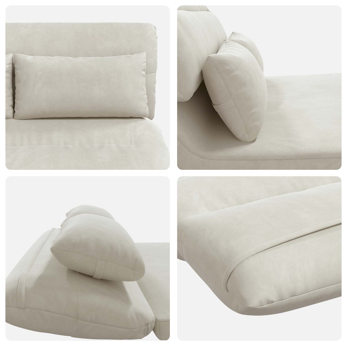 Sedia da Pavimento Crema 110 x 82 x 55 cm Velluto | homemem39