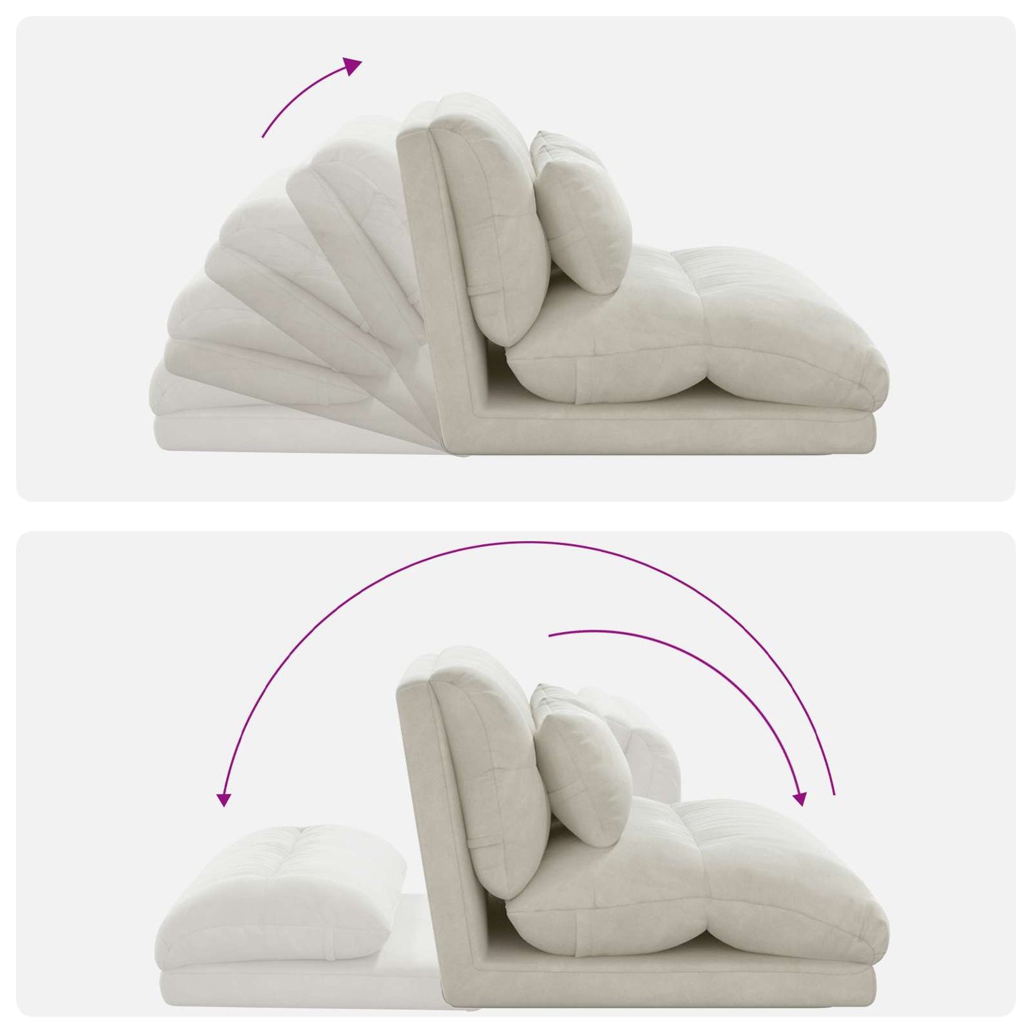 Sedia da Pavimento Crema 110 x 82 x 55 cm Velluto | homemem39
