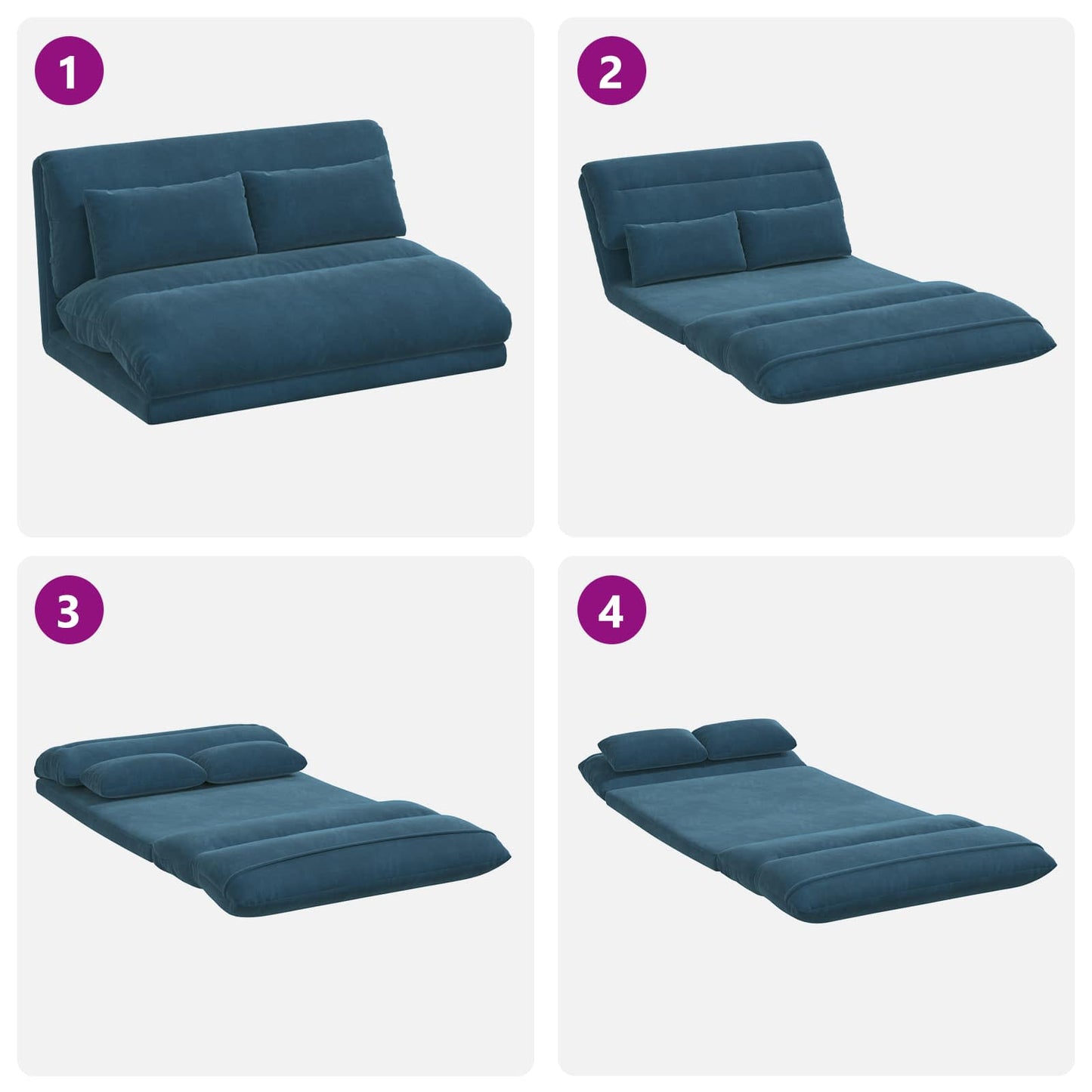 Sedia da Pavimento Blu 110 x 82 x 55 cm Velluto | homemem39