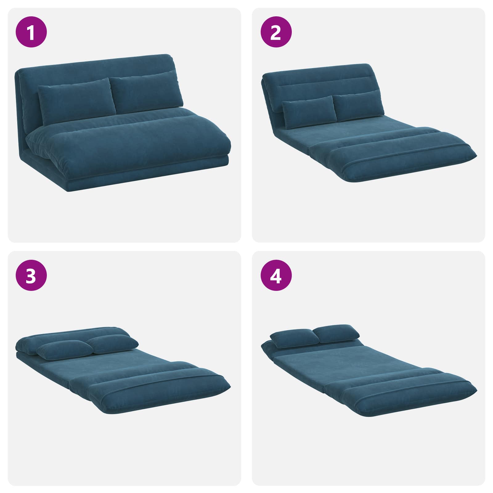 Sedia da Pavimento Blu 110 x 82 x 55 cm Velluto | homemem39