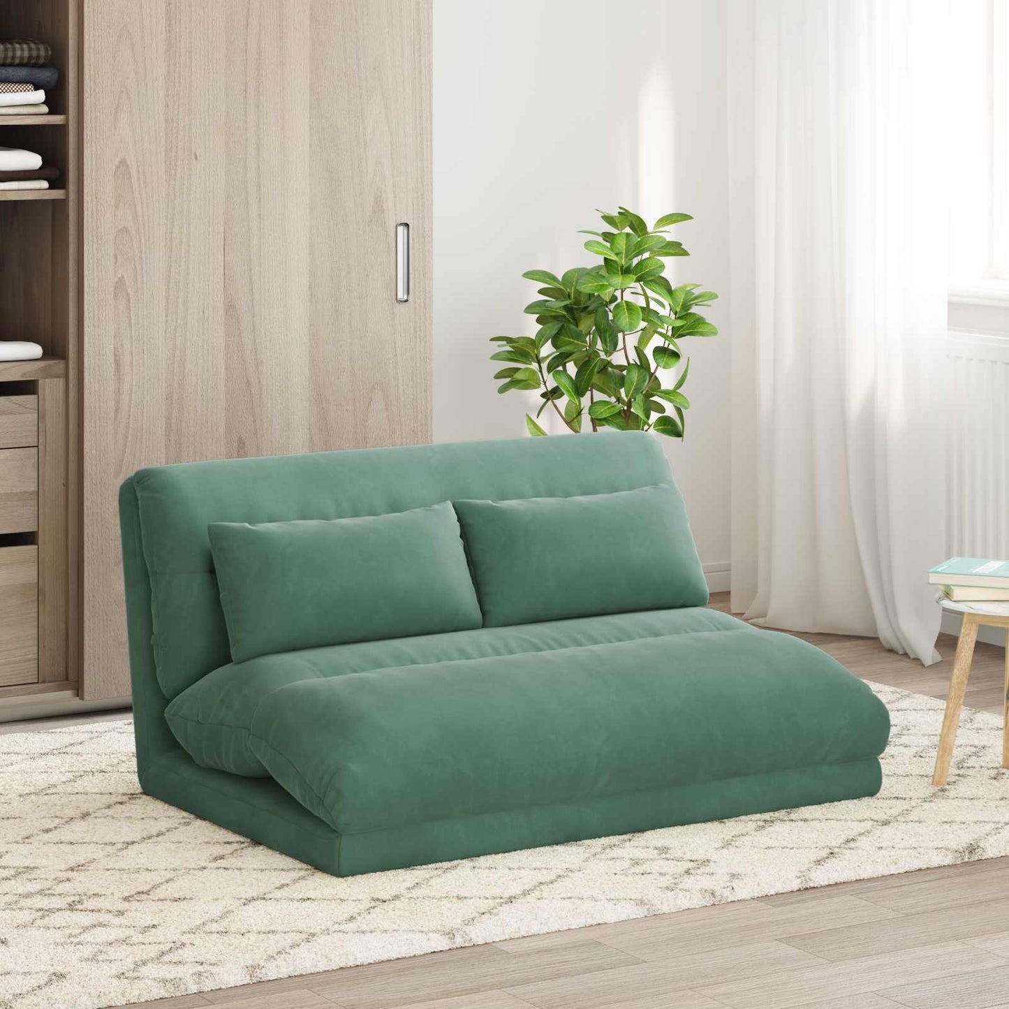 Sedia da Pavimento Verde Mare 110 x 82 x 55 cm Velluto | homemem39