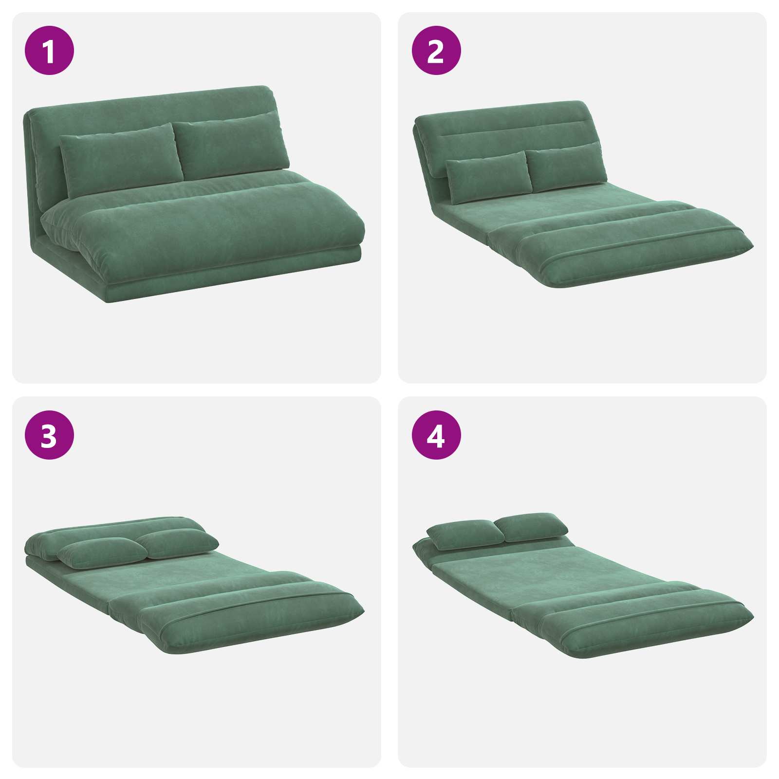 Sedia da Pavimento Verde Mare 110 x 82 x 55 cm Velluto | homemem39