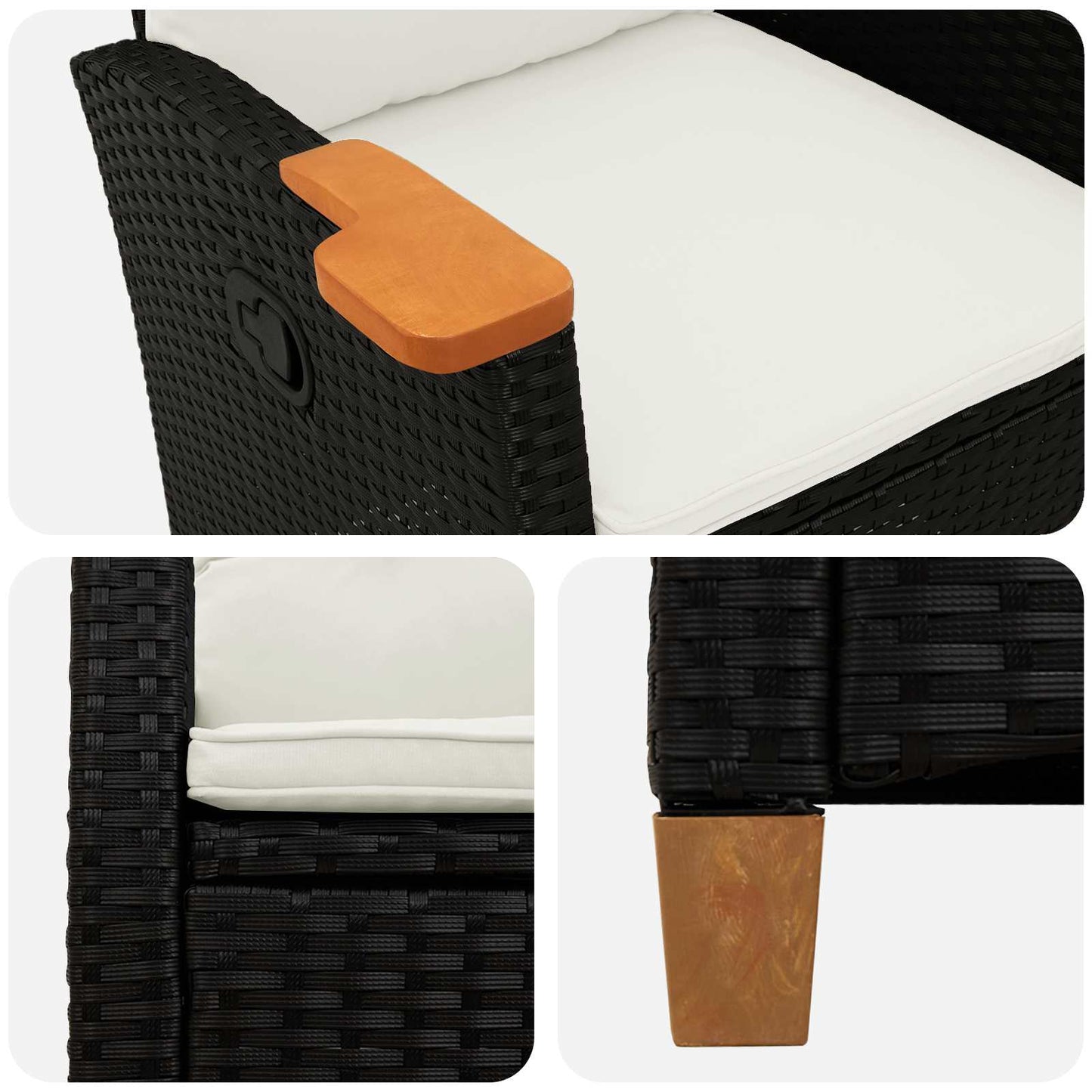 Poltrona reclinabile con tavolino 62 x 64 x 112 cm polyrattan | homemem39