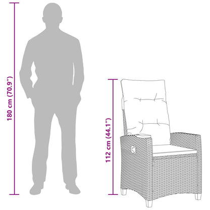 Poltrona reclinabile con tavolino 62 x 64 x 112 cm polyrattan | homemem39