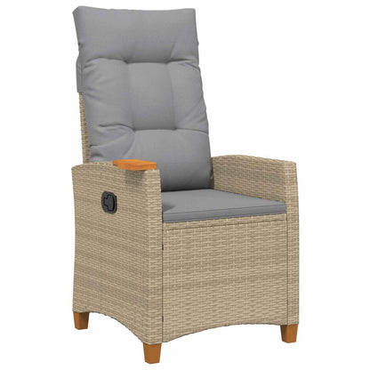 Poltrona reclinabile con tavolino 62 x 64 x 112 cm polyrattan
