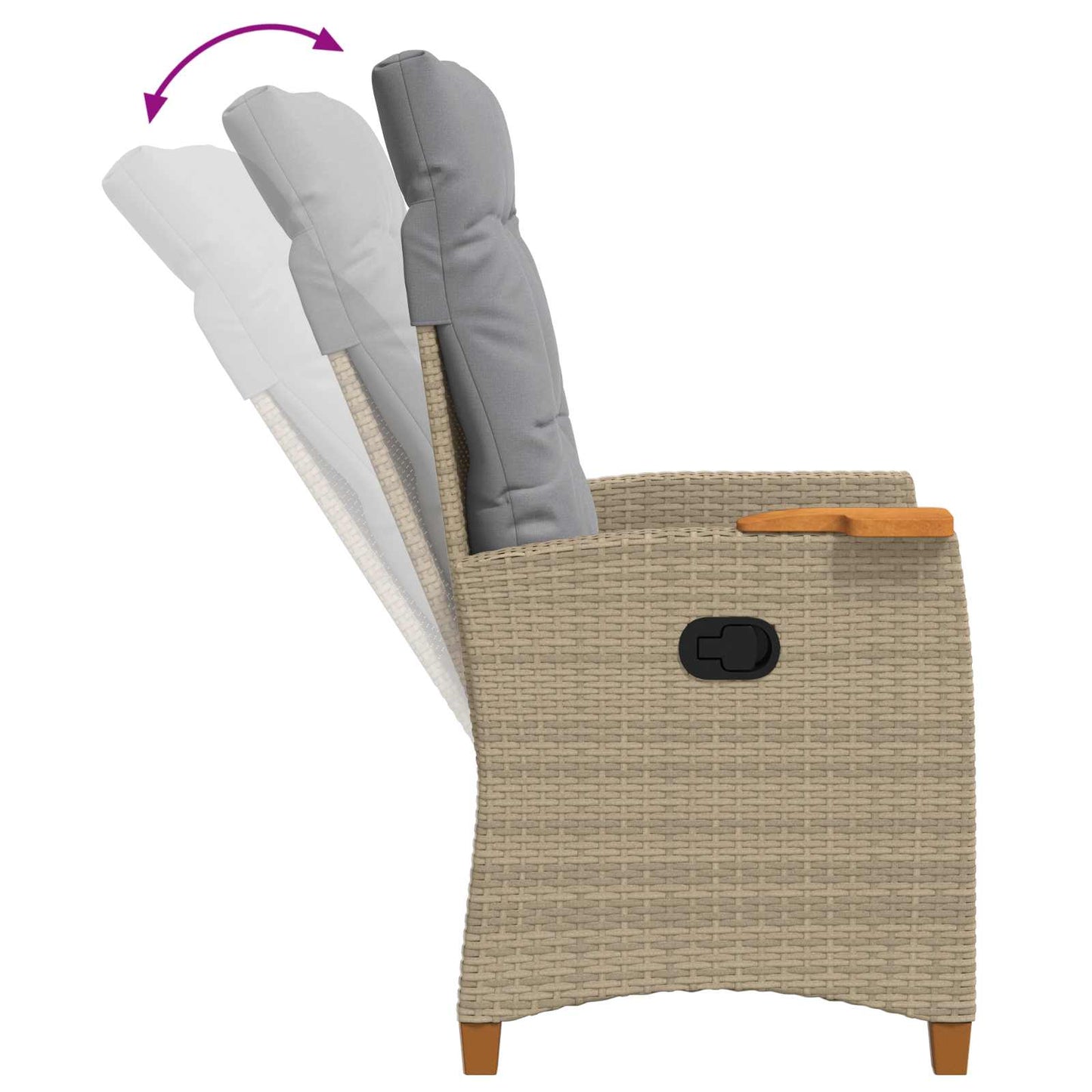Poltrona reclinabile con tavolino 62 x 64 x 112 cm polyrattan | homemem39
