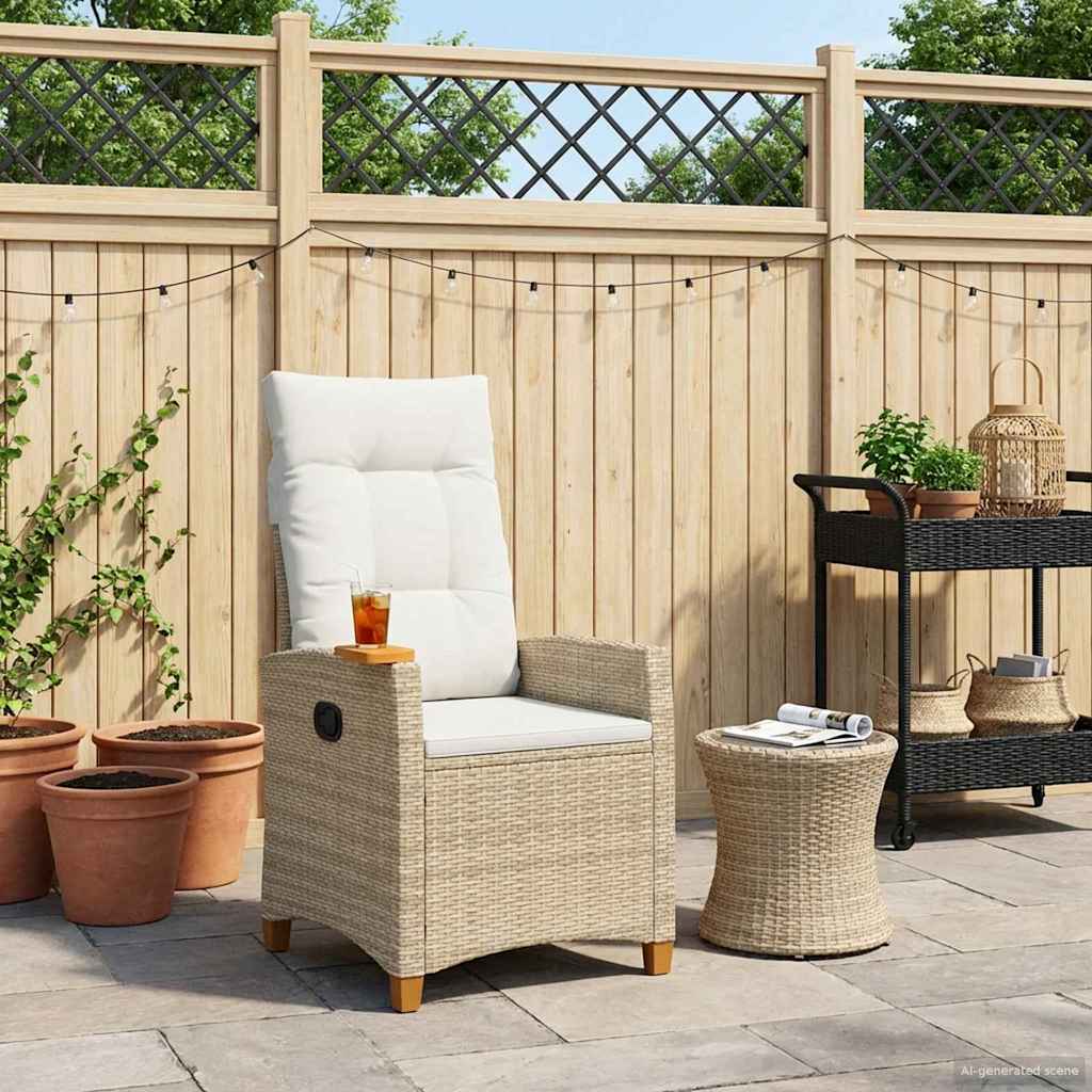 Poltrona reclinabile con tavolino 62 x 64 x 112 cm polyrattan | homemem39