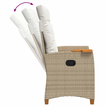Poltrona reclinabile con tavolino 62 x 64 x 112 cm polyrattan | homemem39