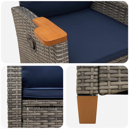 Poltrona reclinabile con tavolino 62 x 64 x 112 cm polyrattan | homemem39