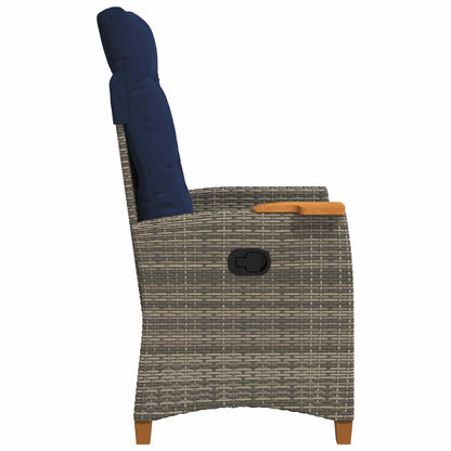Poltrona reclinabile con tavolino 62 x 64 x 112 cm polyrattan | homemem39
