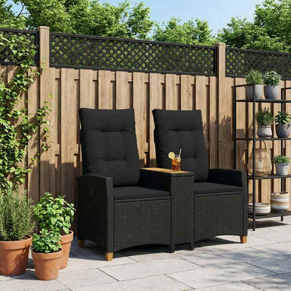 Panchina reclinabile con tavolo Nero 126 x 65 x 112 cm