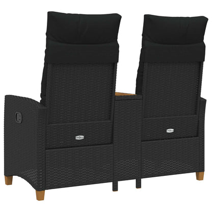 Panchina reclinabile con tavolo Nero 126 x 65 x 112 cm | homemem39