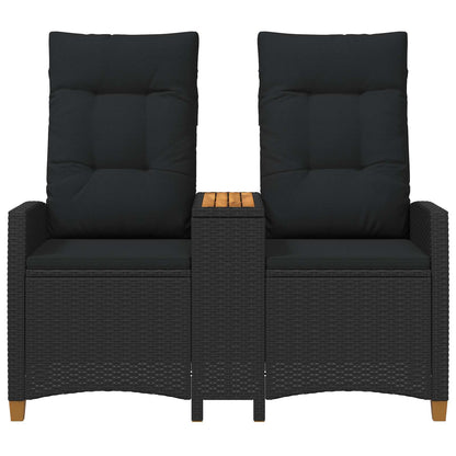 Panchina reclinabile con tavolo Nero 126 x 65 x 112 cm | homemem39