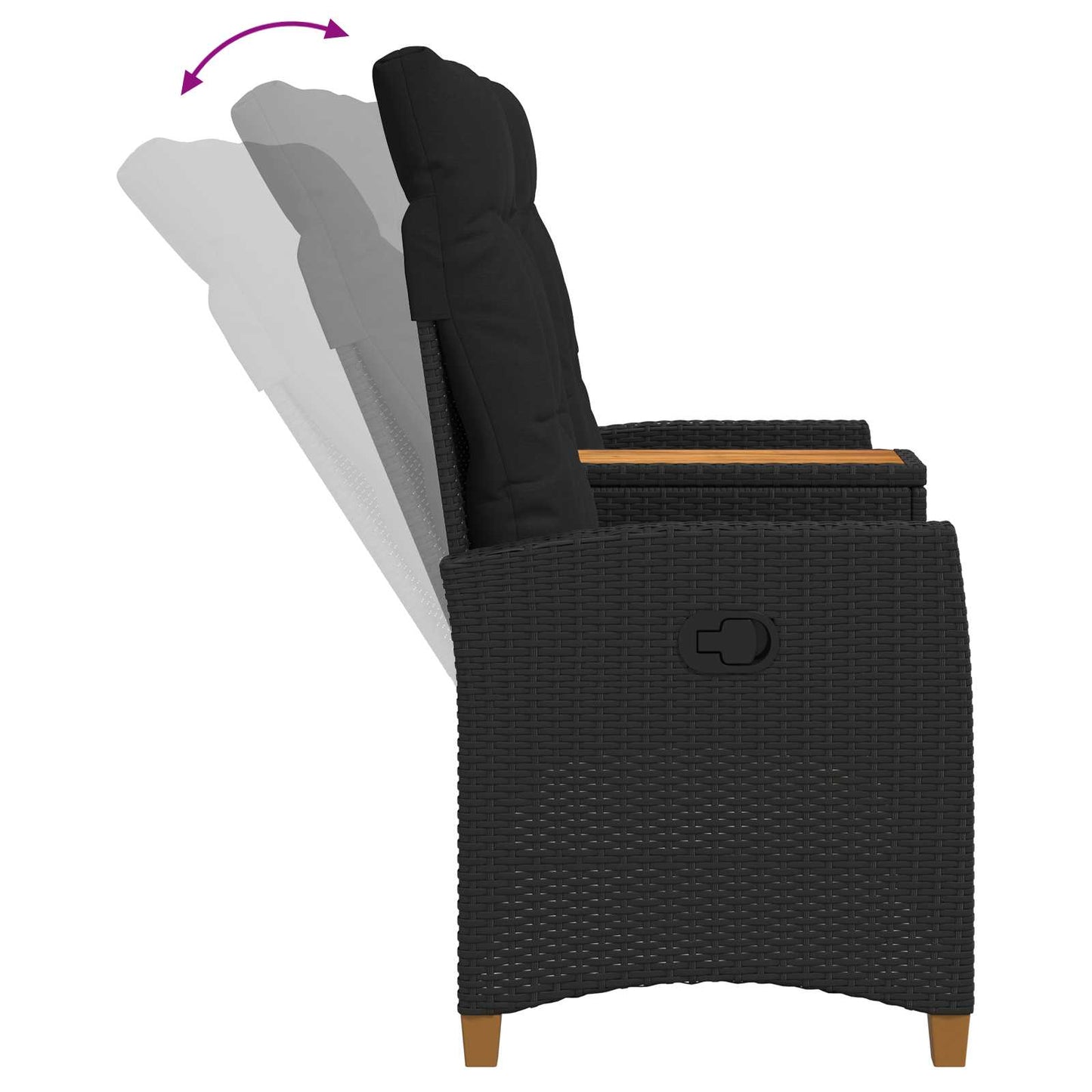 Panchina reclinabile con tavolo Nero 126 x 65 x 112 cm | homemem39