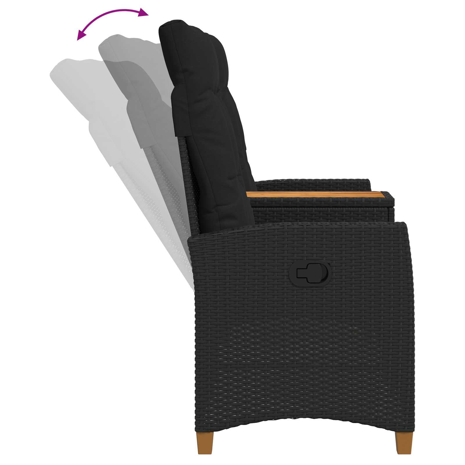 Panchina reclinabile con tavolo Nero 126 x 65 x 112 cm | homemem39