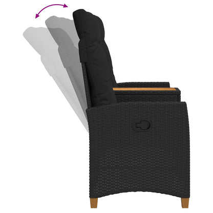 Panchina reclinabile con tavolo Nero 126 x 65 x 112 cm | homemem39