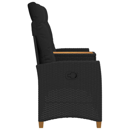 Panchina reclinabile con tavolo Nero 126 x 65 x 112 cm | homemem39