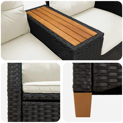 Panchina reclinabile con tavolo Nero e Bianco Crema polyrattan | homemem39