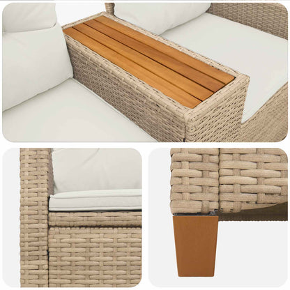 Panchina reclinabile con tavolo Beige e Bianco Crema polyrattan | homemem39