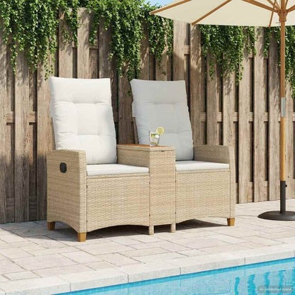 Panchina reclinabile con tavolo Beige e Bianco Crema polyrattan | homemem39
