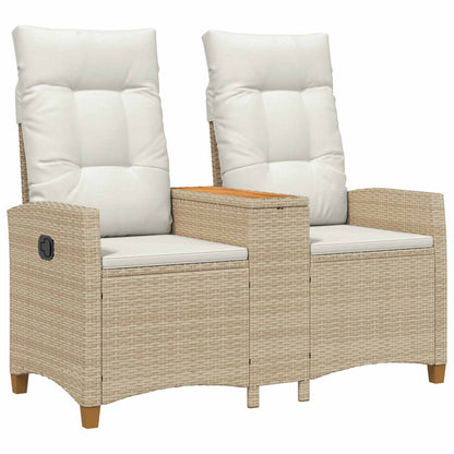 Panchina reclinabile con tavolo Beige e Bianco Crema polyrattan | homemem39
