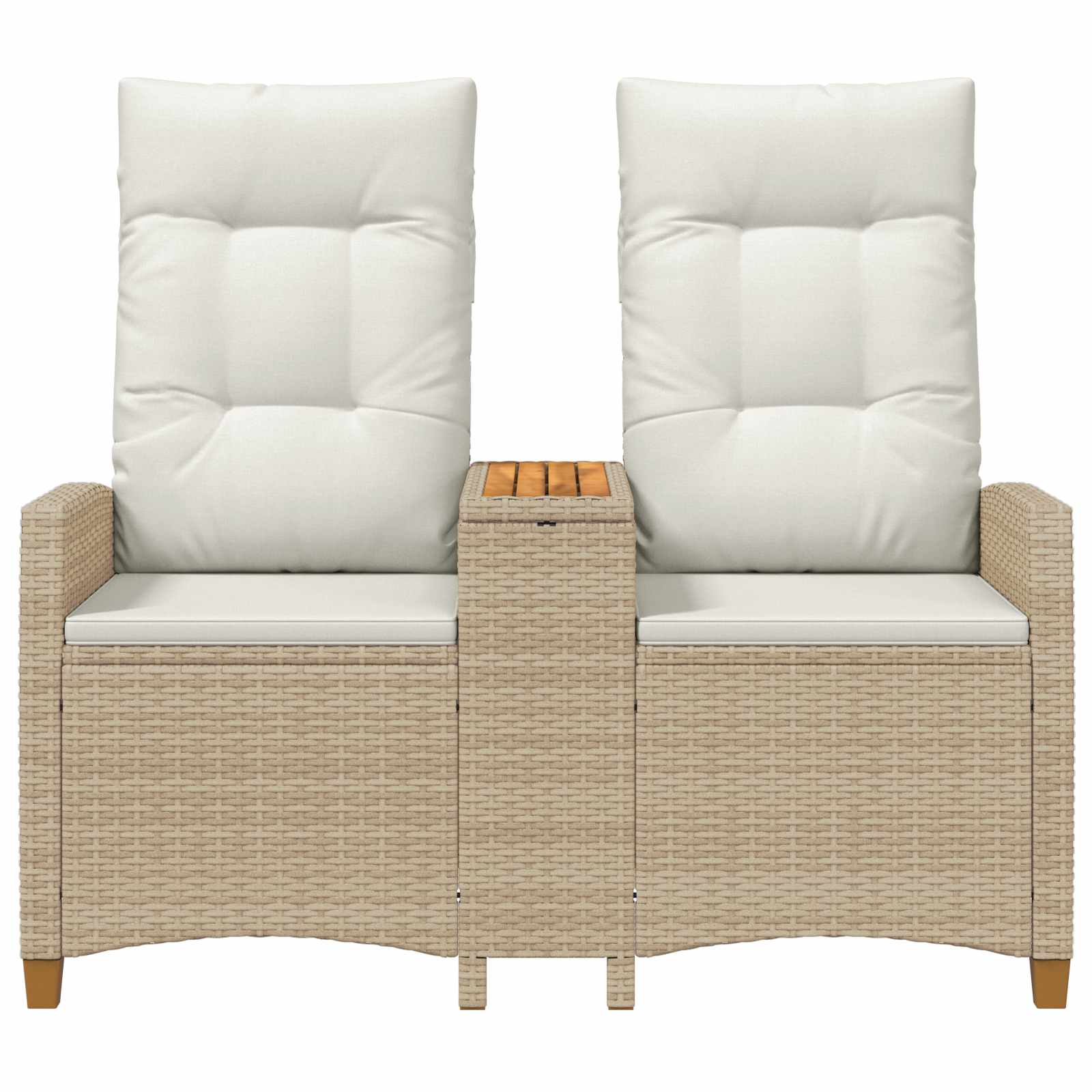 Panchina reclinabile con tavolo Beige e Bianco Crema polyrattan | homemem39