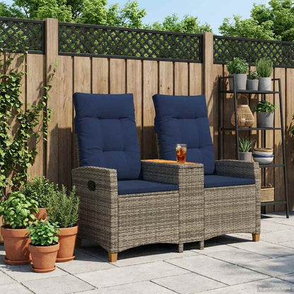 Panchina reclinabile con tavolo Grigio e Blu Navy polyrattan | homemem39