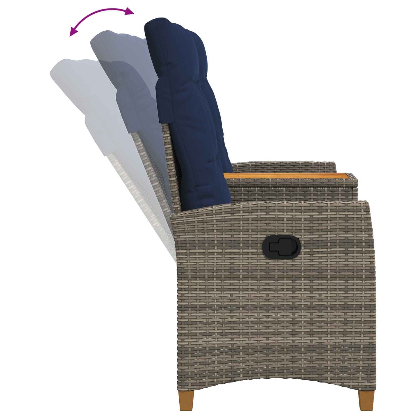 Panchina reclinabile con tavolo Grigio e Blu Navy polyrattan | homemem39